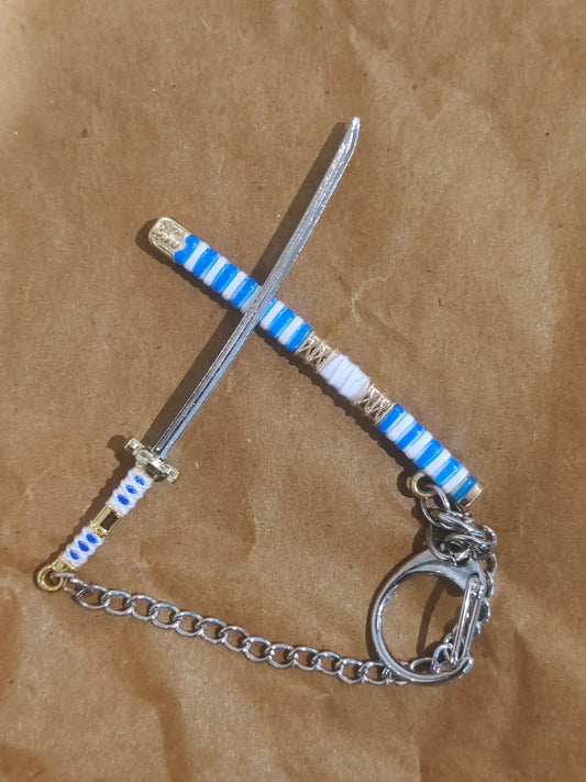 Katana keychain White and Blue